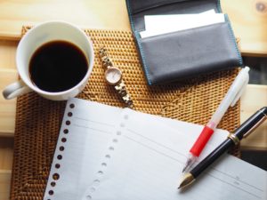 コーヒーと文具と時計