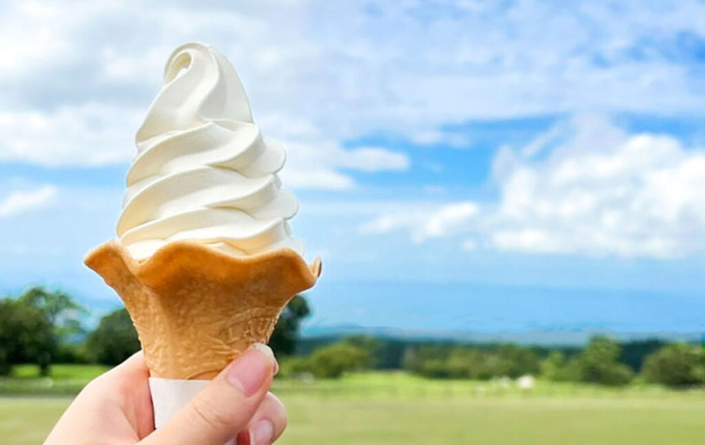 自然の中でソフトクリーム